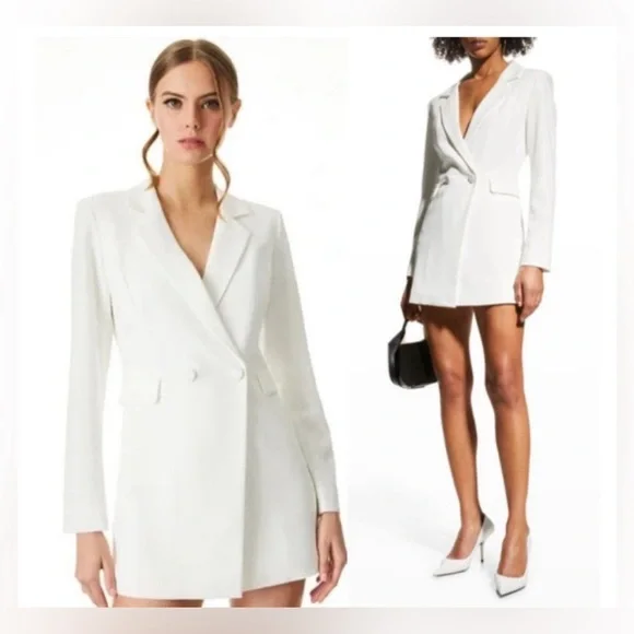 Alice and Olivia Faux Kyrie Tuxedo White Romper Jacket $495 New - Picture 10 of 11